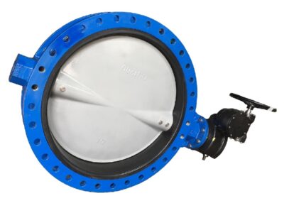 Nylon coated U section double flange butterfly valve